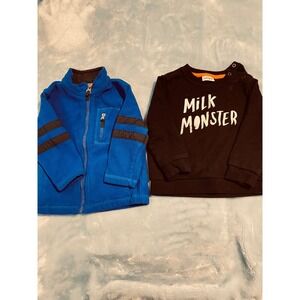 Athletic Works Fleece Jacket & Cat & Jack Milk Monster Sweatshirt Bundle 18M